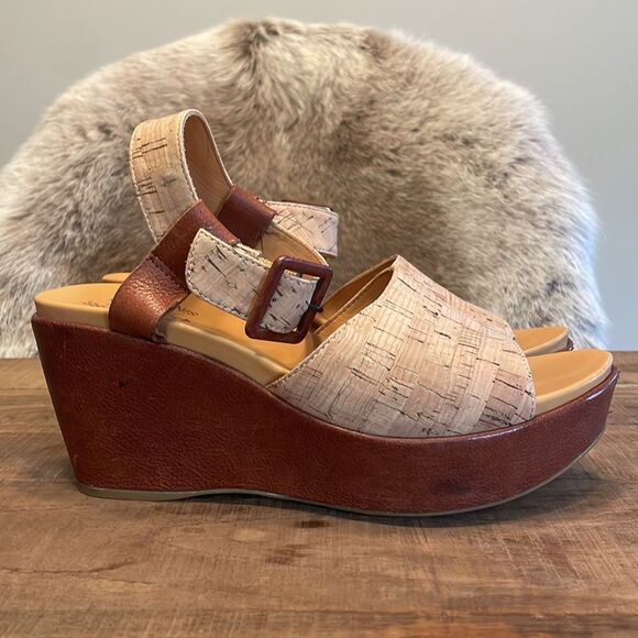 Kork-Ease Keirn Ankle Strap Platform Wedge Sandal - Natural Cork Size 9 - Picture 7 of 9